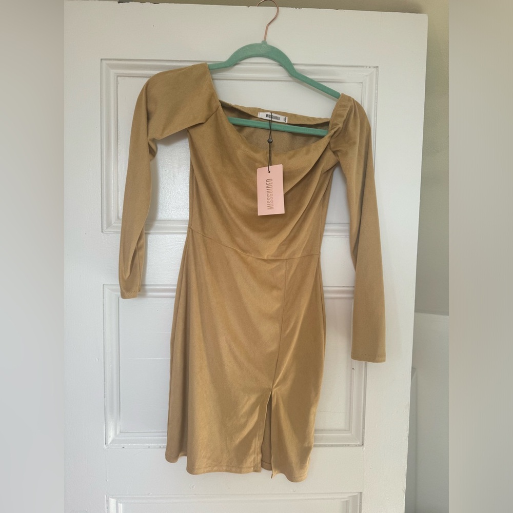 Misguided side split mini dress long sleeve